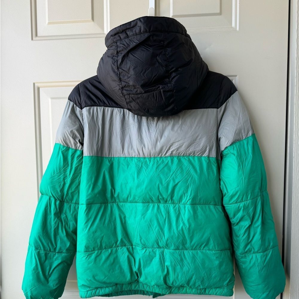 Abercrombie Kids Boys Hooded Puffer Coat Sherpa-Lined Color Block Jacket 13/14 - Picture 4 of 10
